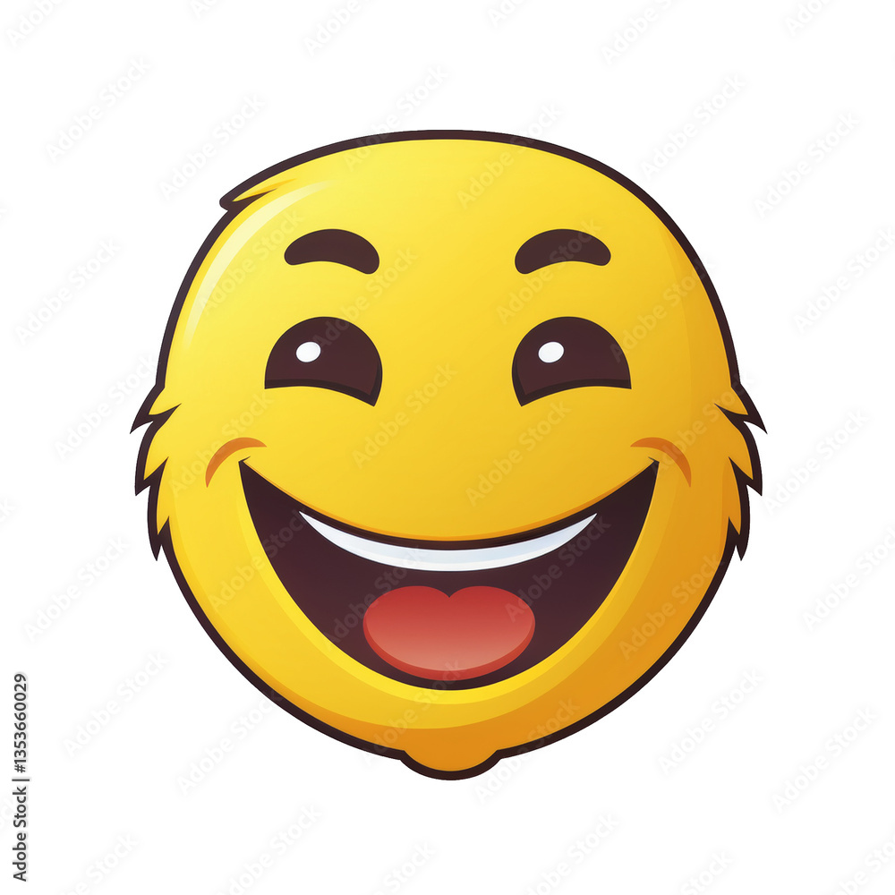 Fototapeta premium Happy yellow face emoji on transparent png background