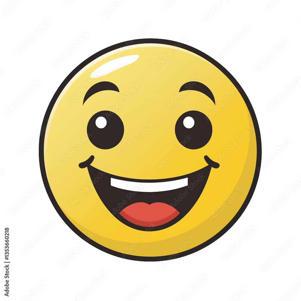 Fototapeta premium Happy yellow face emoji on transparent png background