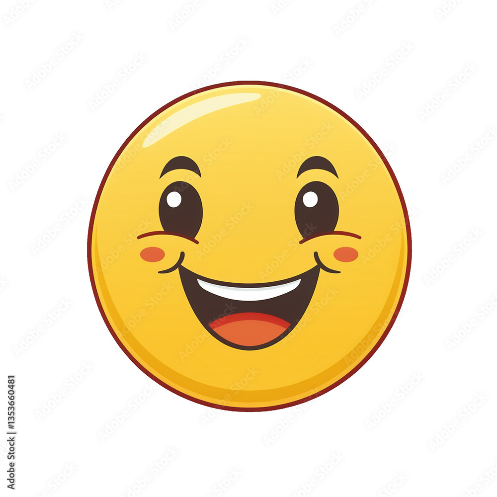Fototapeta premium Happy yellow face emoji on transparent png background