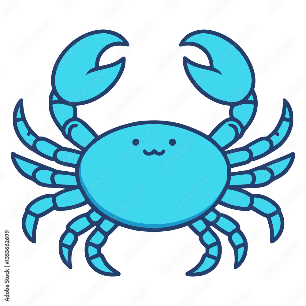 Fototapeta premium blue crab wild animal food meal flat color vector illustration template design