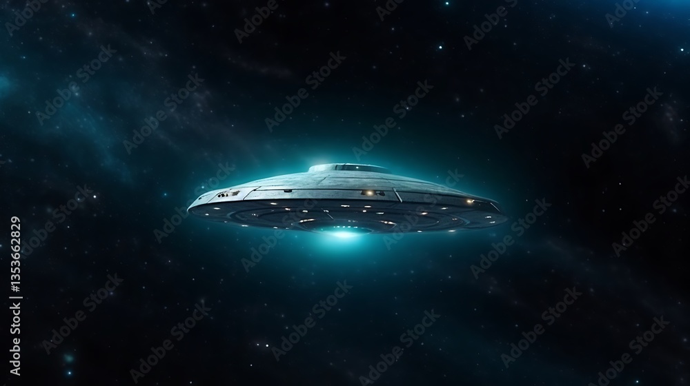 Obraz premium Alien Spaceship Soaring Through The Starry Cosmos