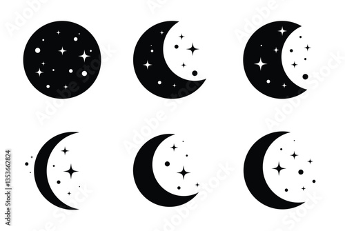 mooon and star vector illustration