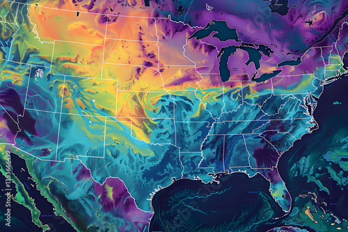 High-Resolution Weather Radar Display Demonstrating Cumulative Rainfall across a Geographical Region