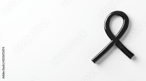 Wallpaper Mural Black Awareness Ribbon Symbol on White Background Support and Solidarity Concept Torontodigital.ca