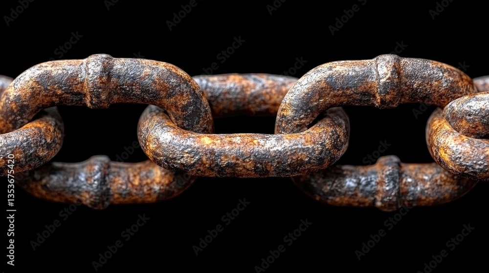 Rusty Chain Links: Close-Up Macro View of Corrosion Rusty Chain Links: Close-Up Macro View of Corrosion