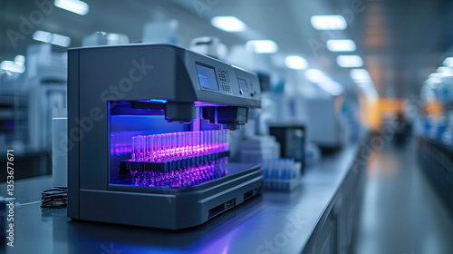 Digital spectrophotometer in chemistry lab, high-tech instrument analyzing light absorption for molecular composition research