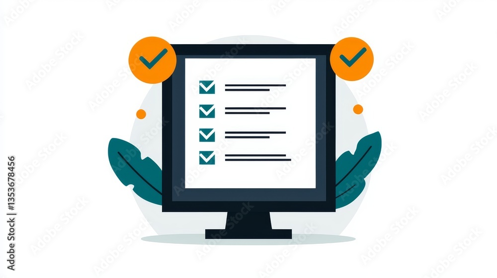 Fototapeta premium Online Checklist Completed Tasks Digital Screen Display Showing Successful Task Management