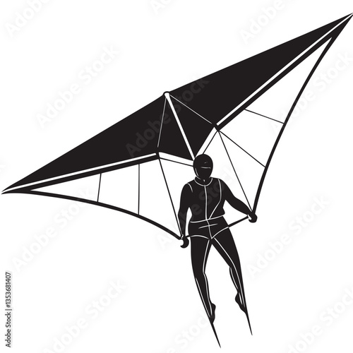 Hang glider silhouette vector