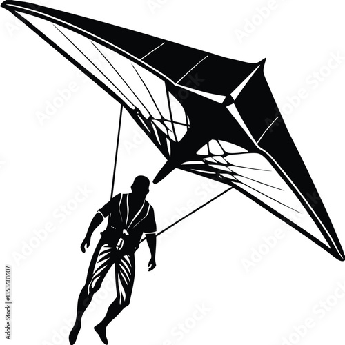 Hang glider silhouette vector