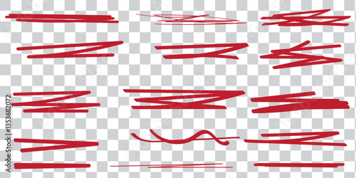 Black pen collection hand drawn of lines, underline strokes and, doodles.