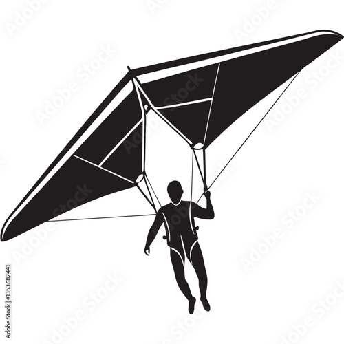 Silhouette Vector of a Hang Gliding Person