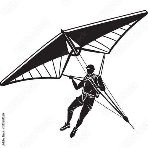 hang gliding silhouette collection set. sport, extreme, hang glider concept. vector illustration