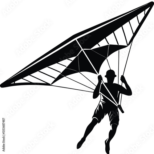 hang gliding silhouette collection set. sport, extreme, hang glider concept. vector illustration