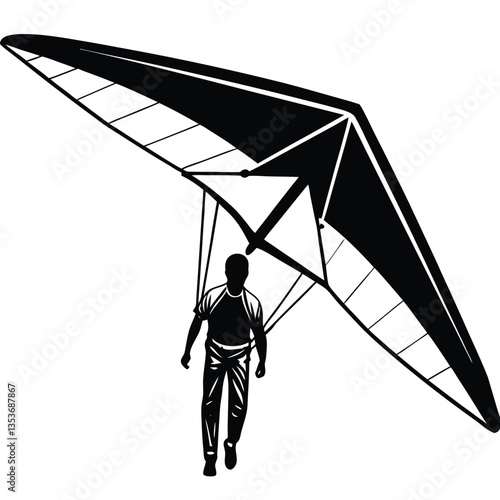hang gliding silhouette collection set. sport, extreme, hang glider concept. vector illustration