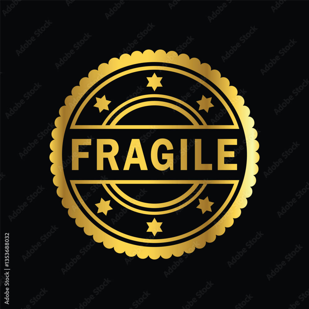 gold color fragile rubber stamp, icon, flat, design, vector, illustrations, education, style, trendy, collections gold color fragile rubber stamp, icon, flat, design, vector, illustrations, education, style, trendy, collections