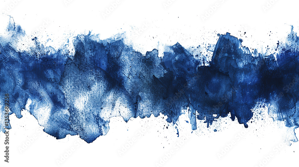 Obraz premium Navy Blue Watercolor Stain on PNG Transparent Background. Texture, Splash, Watercolor, Water, Liquid, Paper, Artistic, Banner, Art, Abstract, Bright, Colour, Graphic, Drawing 