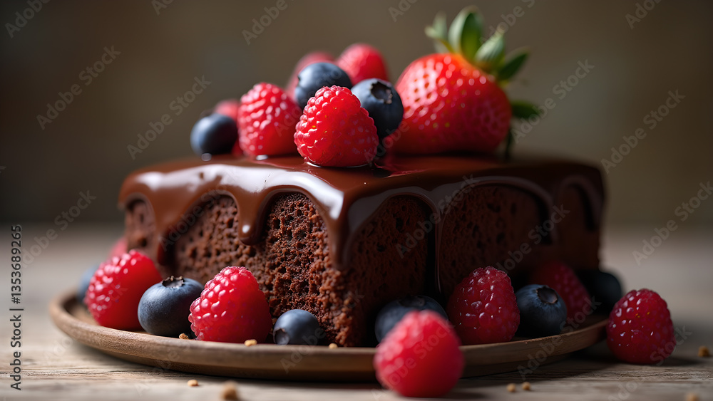 Decadent Chocolate Cake with Berries Delight Decadent Chocolate Cake with Berries Delight