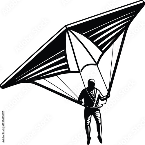 Extreme Hang Gliding Glider Flying Silhouette