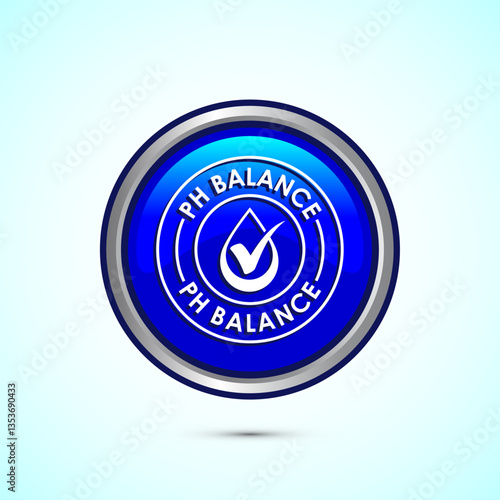 PH balance icon design illustration. Neutral PH balance icon sign, Free acidity concept, Blue color round button design