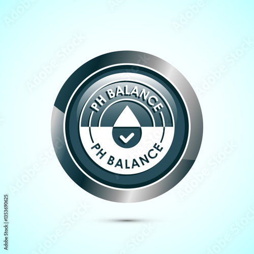 PH balance icon design illustration. Neutral PH balance icon sign, Free acidity concept, Gray color round button design