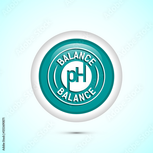 PH balance icon design illustration. Neutral PH balance icon sign, Free acidity concept, Teal color round button design