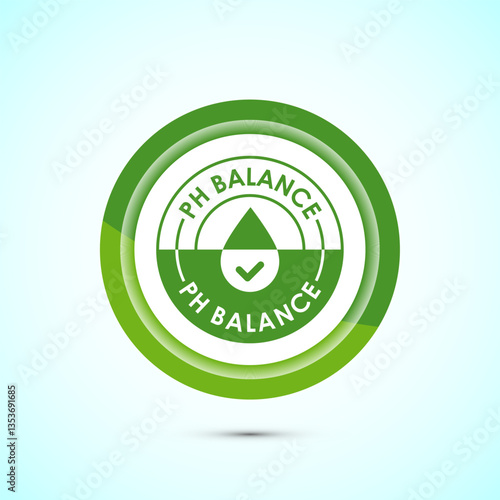 PH balance icon design illustration. Neutral PH balance icon sign, Free acidity concept, Green color button design
