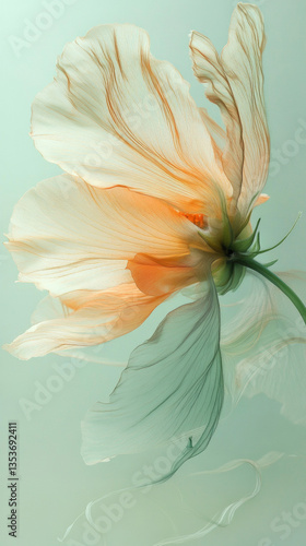 3D abstract blurred background of green white black pastel floral bouquet flowers, grunge soft colors romantic botanical gradient aesthetic flow bloom dreamy vintage texture smoke silk pattern paint