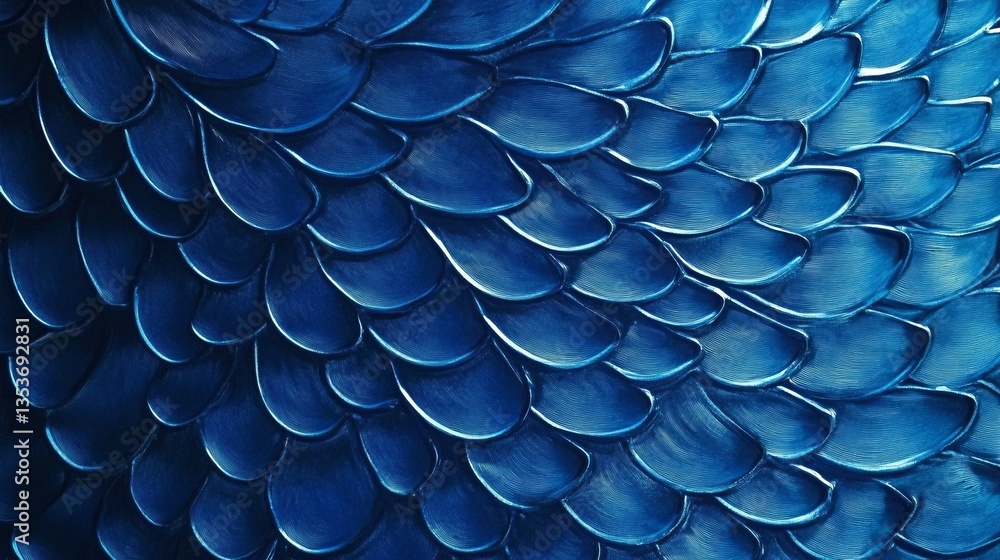 Obraz premium Abstract textured background featuring intricate blue scales with varying shades and highlights that evoke a sense of depth and movement