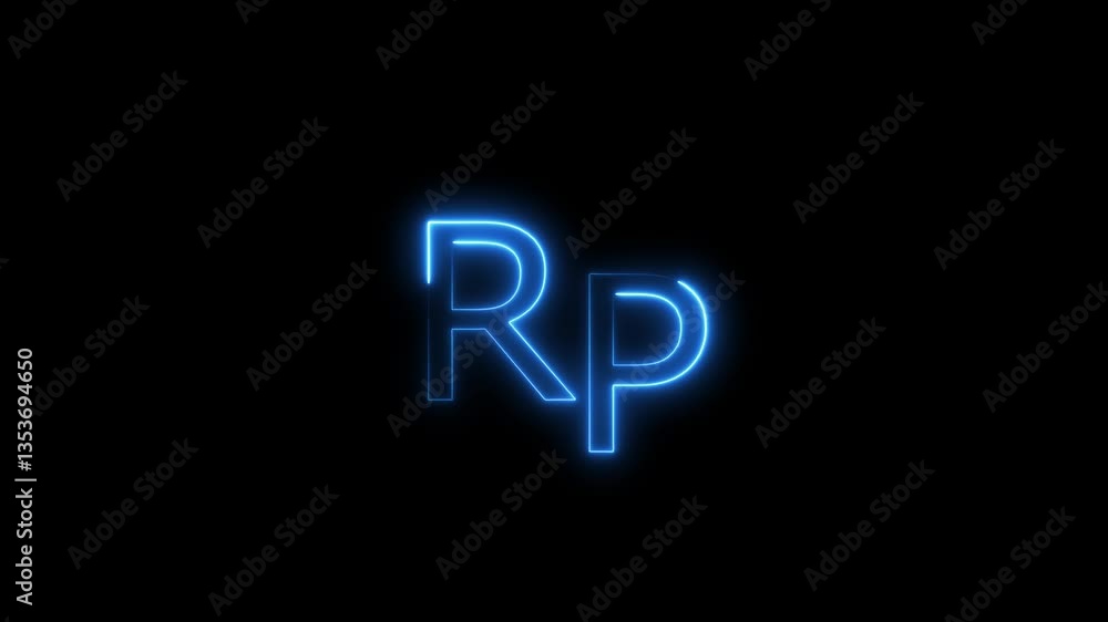 Glowing neon indonesian rupiah money sign animation on a black background. Glowing neon indonesian rupiah money sign animation on a black background.