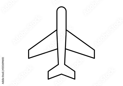 Icono negro de avión comercial en fondo blanco