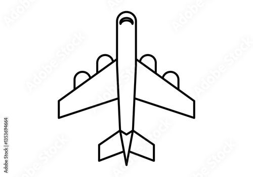 Icono negro de avión comercial en fondo blanco