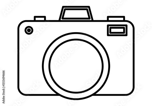 Icono negro de cámara de fotos en fondo blanco