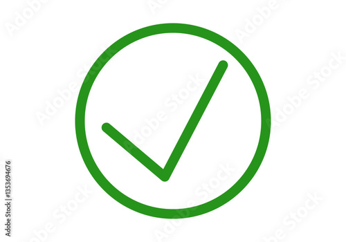 Icono verde de círculo con tic de afirmación o verificación