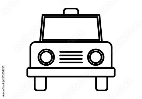 Icono negro de coche de policía o taxi