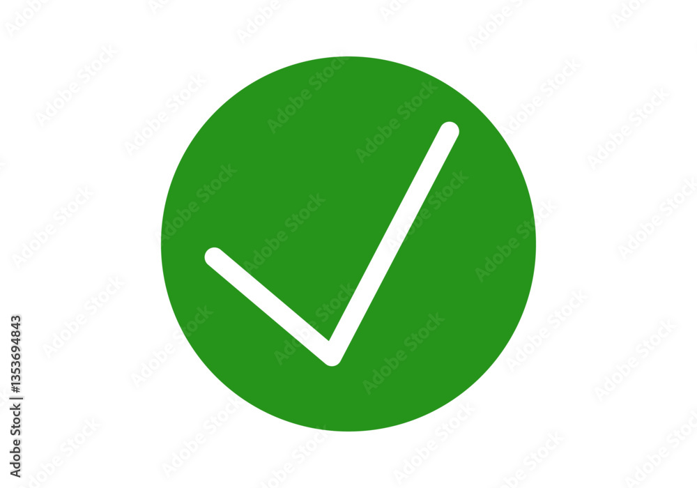 Icono verde en circulo con tic de confirmación o afirmativo Icono verde en circulo con tic de confirmación o afirmativo