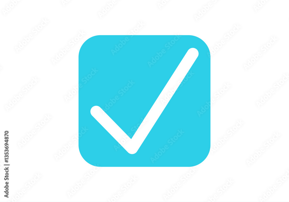 Icono azul con tic de verificación de usuario de red social en forma de cuadrado Icono azul con tic de verificación de usuario de red social en forma de cuadrado