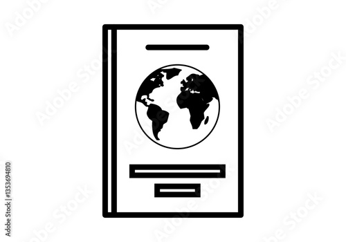 Icono negro de pasaporte en fondo blanco