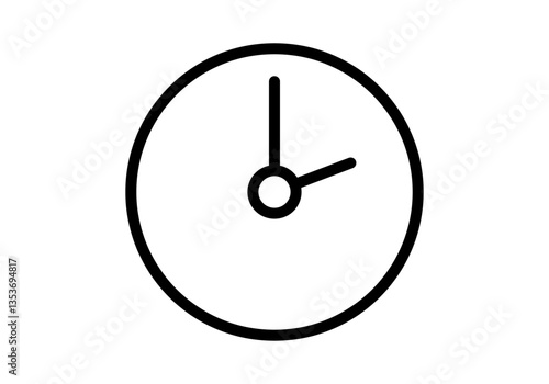 Icono negro de reloj analógico en fondo blanco