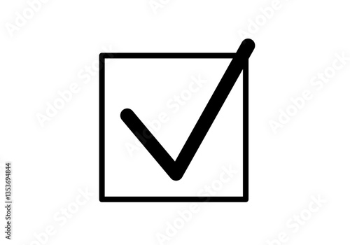 Icono negro de cuadrado con tic de verificación o confirmación