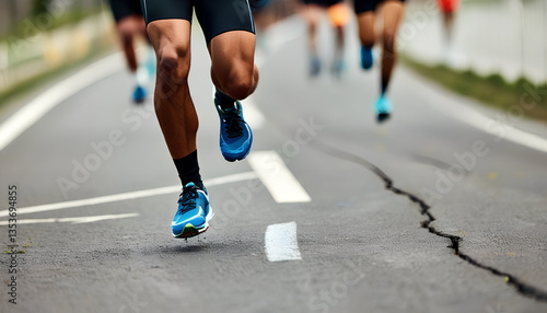 marathon, running, road race, runner, sports, competition, endurance, fitness, cardio, speed, motion, sneakers, running shoes, pavement, cracked road, athletic, street race, training, marathon trainin