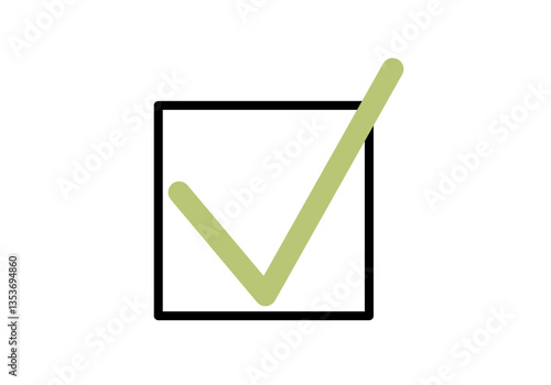 Icono negro de tic verde en recuadro 