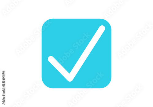 Icono azul con tic de verificación de usuario de red social en forma de cuadrado