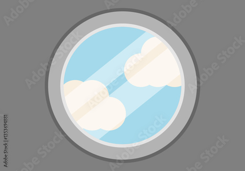 Ventana de un avión con vistas a cielo con nubes