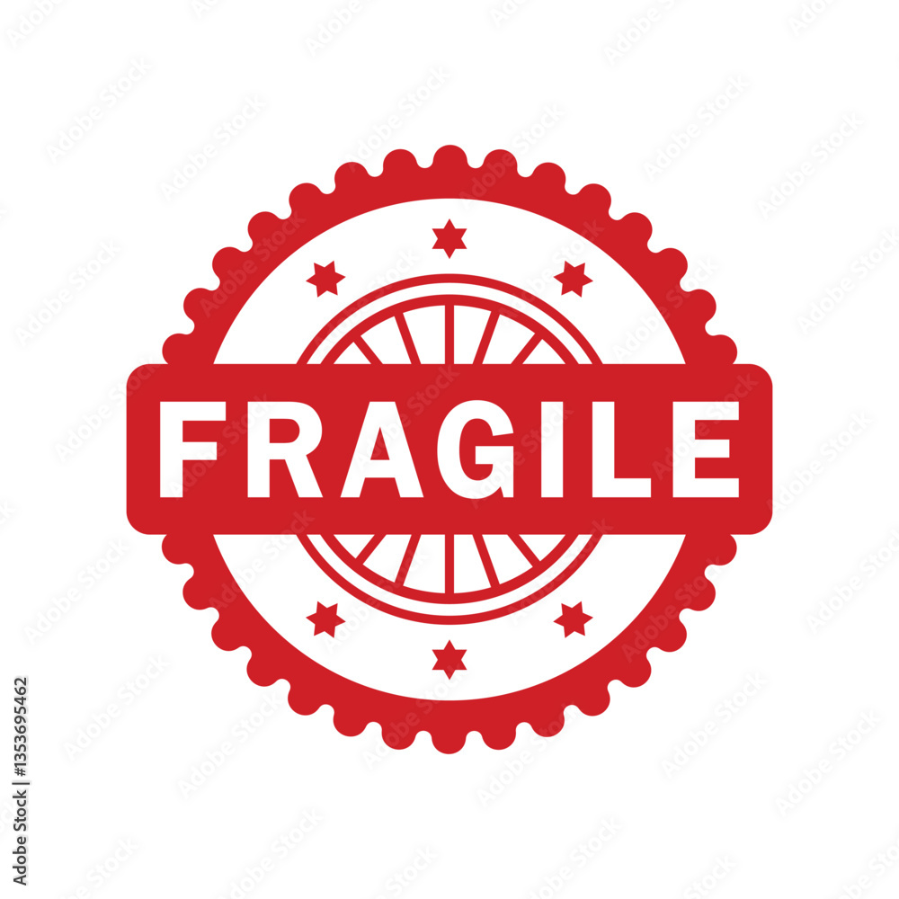 red fragile rubber stamp, icon, flat, design, vector, illustrations, education, style, trendy, collections
