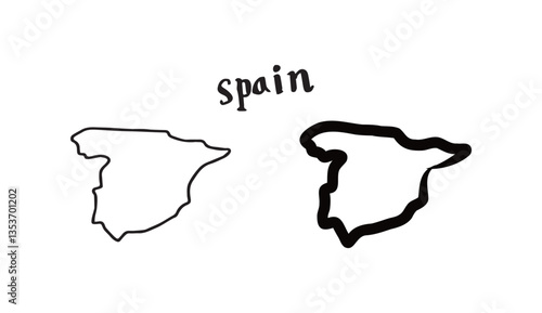 ペンと筆で描いたスペインの地図のベクターイラスト（柄）