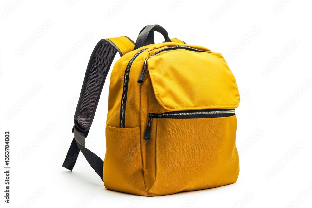 Naklejka premium Stylish Yellow Backpack Isolated on White Background for Everyday Use