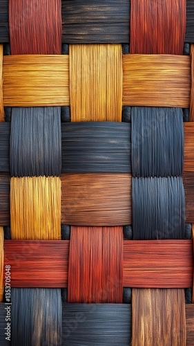 Woven fiber materials pattern flat design front view traditional installation 3D render Complementary Color Scheme