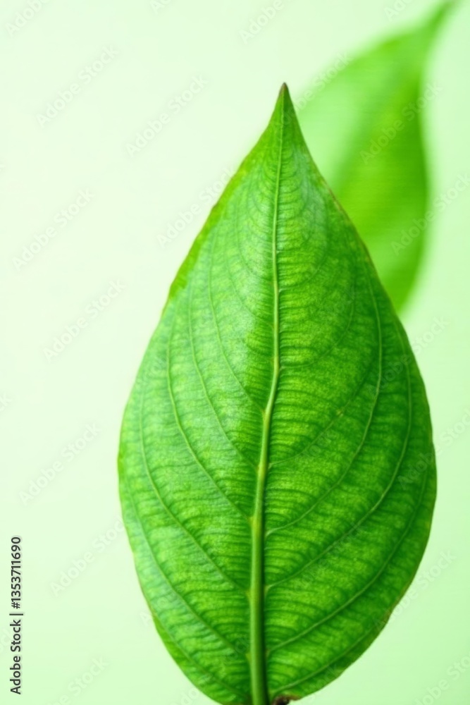 Obraz premium Fresh green coconut leaf with intricate veins, textured, botanical