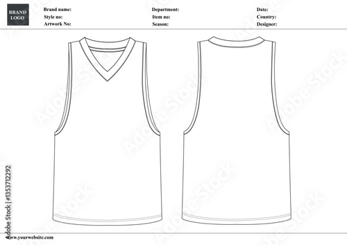Tank tops technical drawing fashion flat sketch vector illustration template with tech pack details