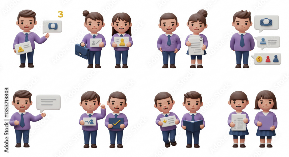 3D Character Set, Business People, Communication, Teamwork 3D Character Set, Business People, Communication, Teamwork
